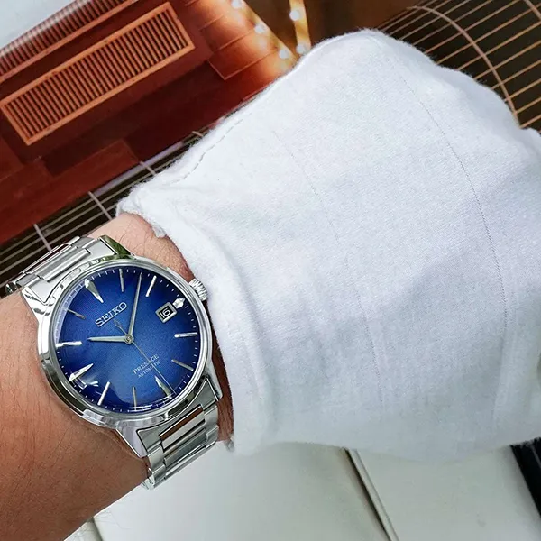 Đồng Hồ Nam Seiko Presage Cocktail SRPJ13J1 Màu Xanh Bạc
