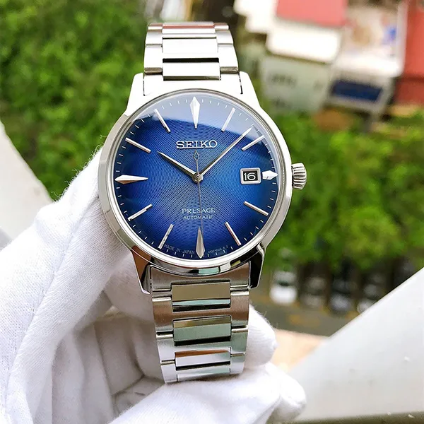 Đồng Hồ Nam Seiko Presage Cocktail SRPJ13J1 Màu Xanh Bạc