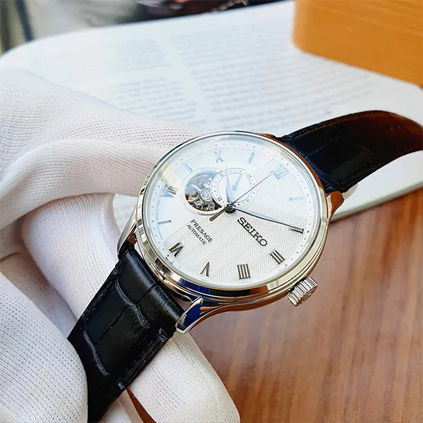 Đồng Hồ Nam Seiko Presage Open Heart SSA379J1 Màu Đen Bạc