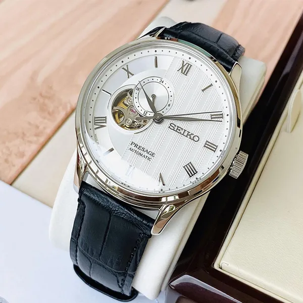 Đồng Hồ Nam Seiko Presage Open Heart SSA379J1 Màu Đen Bạc