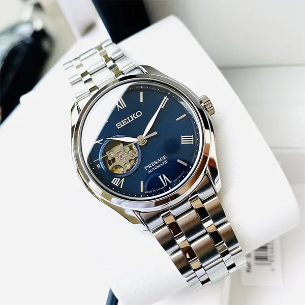Đồng Hồ Nam Seiko Presage Open Heart SSA411J1 Màu Bạc Xanh Lam