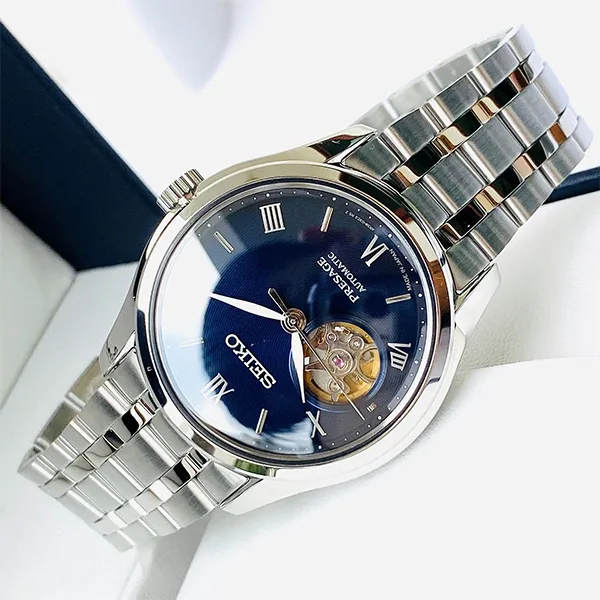 Đồng Hồ Nam Seiko Presage Open Heart SSA411J1 Màu Bạc Xanh Lam