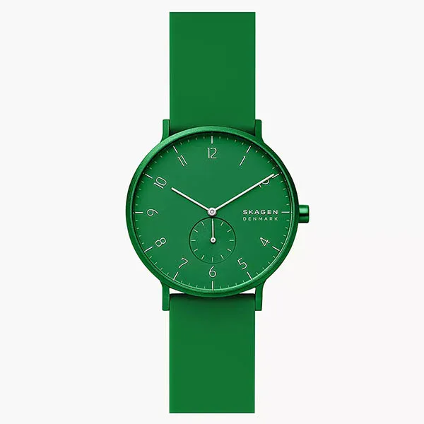 Đồng Hồ Nam Skagen Aaren Kulor Forest Green Silicone 41mm Watch SKW6545 Màu Xanh Lá