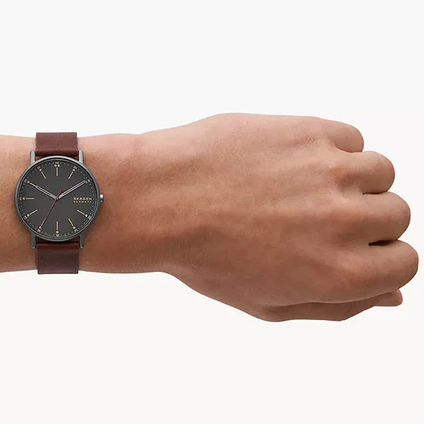 Đồng Hồ Nam Skagen Signatur Three-Hand Cherry Wood Leather Watch SKW6860 Màu Đỏ Đô - Đồng hồ - Vua Hàng Hiệu