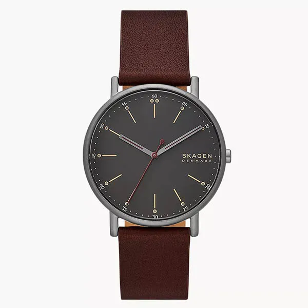 Đồng Hồ Nam Skagen Signatur Three-Hand Cherry Wood Leather Watch SKW6860 Màu Đỏ Đô - Đồng hồ - Vua Hàng Hiệu