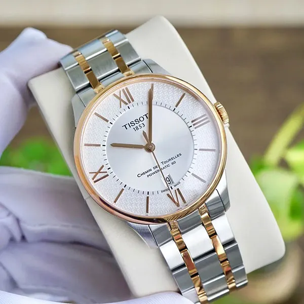 Đồng Hồ Nam Tissot Chemin Des Tourelles Powermatic 80 T099.407.22.038.01 (T0994072203801) Màu Bạc Vàng Hồng