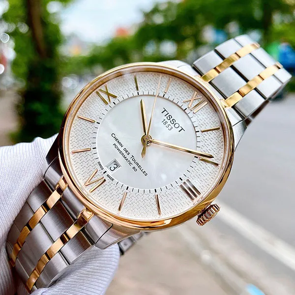 Đồng Hồ Nam Tissot Chemin Des Tourelles Powermatic 80 T099.407.22.038.01 (T0994072203801) Màu Bạc Vàng Hồng