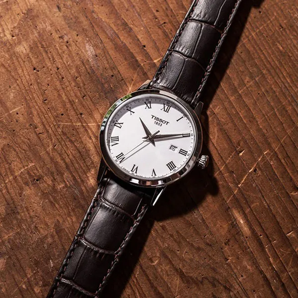 Đồng Hồ Nam Tissot T-Classic Quartz White Dial Men Watch T129.410.16.013.00 Màu Nâu Trắng - Đồng hồ - Vua Hàng Hiệu