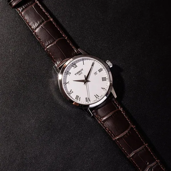 Đồng Hồ Nam Tissot T-Classic Quartz White Dial Men Watch T129.410.16.013.00 Màu Nâu Trắng - Đồng hồ - Vua Hàng Hiệu