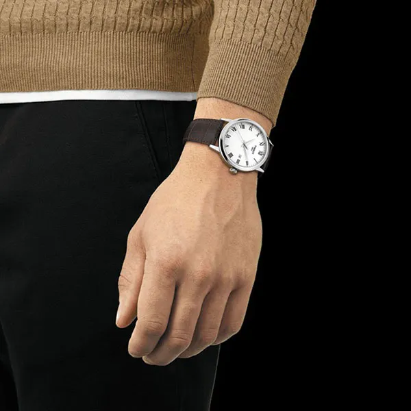 Đồng Hồ Nam Tissot T-Classic Quartz White Dial Men Watch T129.410.16.013.00 Màu Nâu Trắng - Đồng hồ - Vua Hàng Hiệu