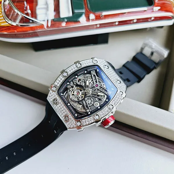 Đồng Hồ Nam Tsar Bomba Cubic Zirconia Bezel Waterproof Màu Đen