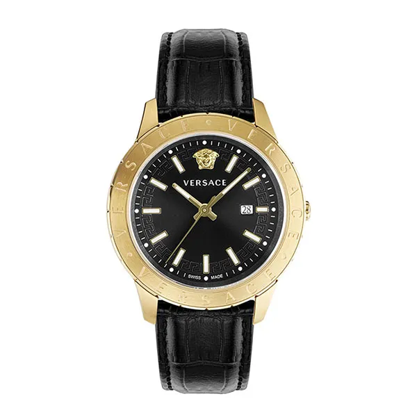 Đồng Hồ Nam Versace Men's VE2C00721 Univers 42mm Quartz Watch Màu Đen Vàng