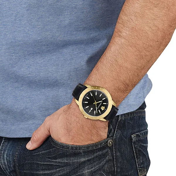 Đồng Hồ Nam Versace Men's VE2C00721 Univers 42mm Quartz Watch Màu Đen Vàng