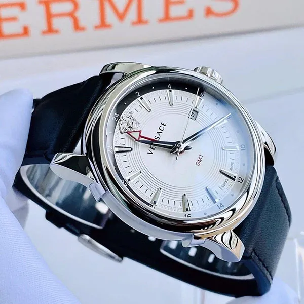 Đồng Hồ Nam Versace Quartz VEV300119 GMT Vintage 42mm Màu Đen Trắng