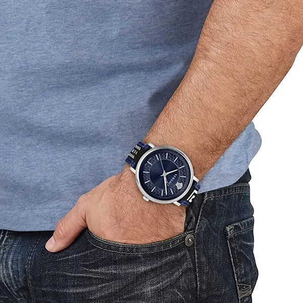 Đồng Hồ Nam Versace V-Circle Watch 42mm VE5A01121 Màu Xanh Đen