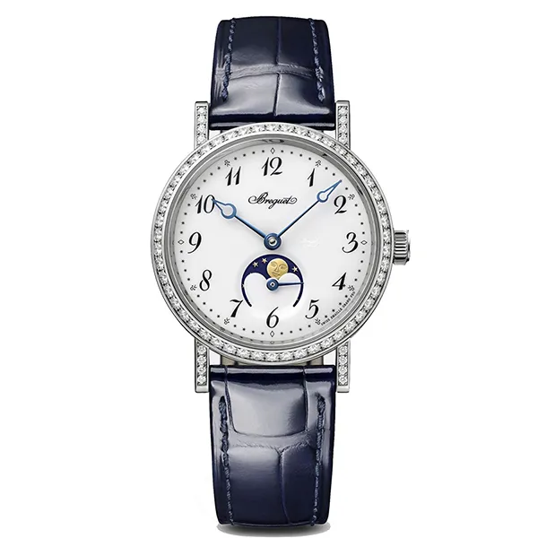 Đồng Hồ Nữ Breguet Classique Automatic Moonphase Diamond 30mm 9088BB/29/964/DD0D Màu Xanh Bạc
