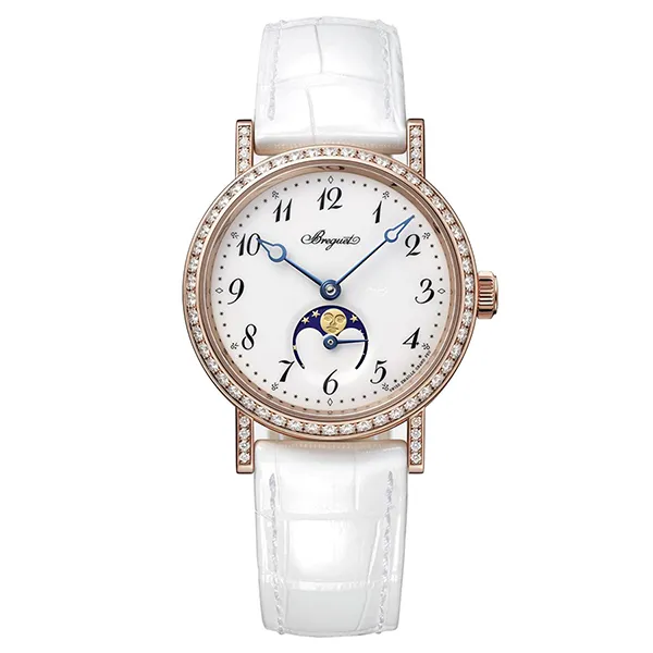 Đồng Hồ Nữ Breguet Classique Automatic Moonphase Diamond 30mm 9088BR/29/964/DD0D Màu Trắng