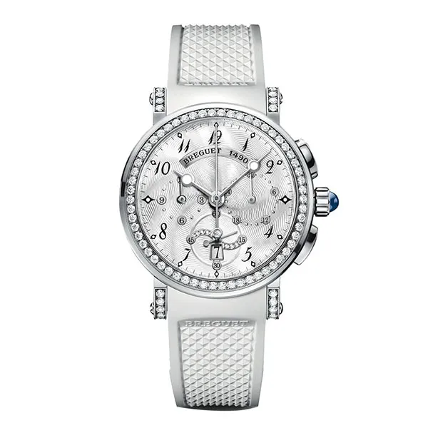 Đồng Hồ Nữ Breguet Marine Chronograph Gold Ladies Watch 8828BB/5D/586/DD00 Màu Trắng