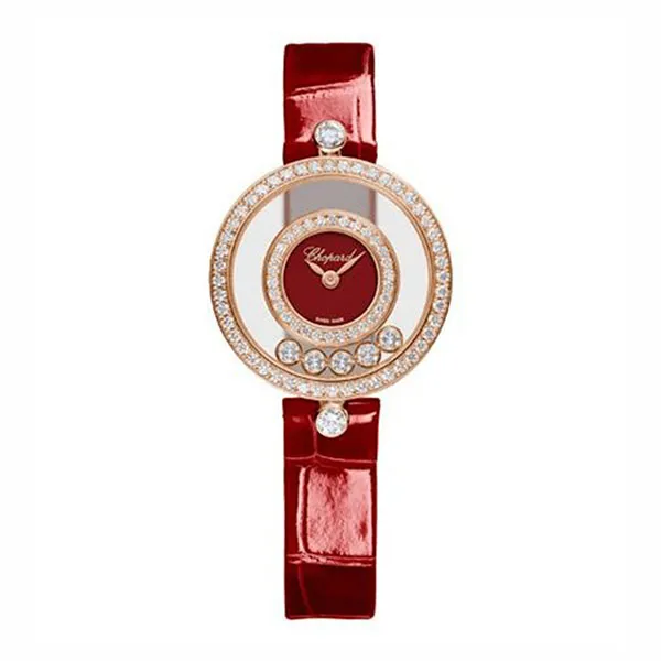 Đồng Hồ Nữ Chopard Happy Diamonds 203957-5210 Icons 26mm Màu Đỏ / Vàng Hồng