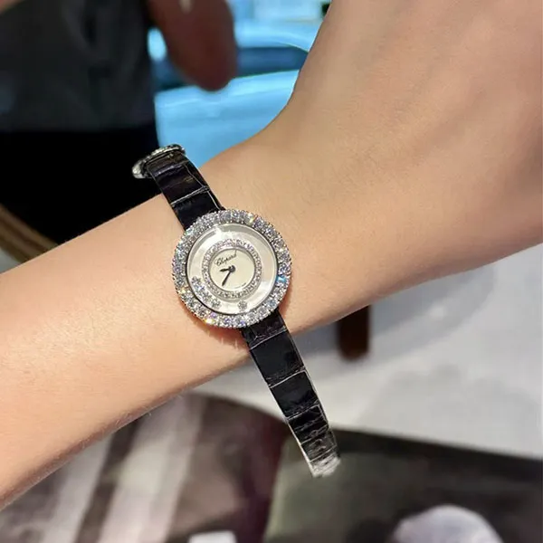 Đồng Hồ Nữ Chopard Happy Diamonds 205369-1001 18K Màu Trắng Xanh