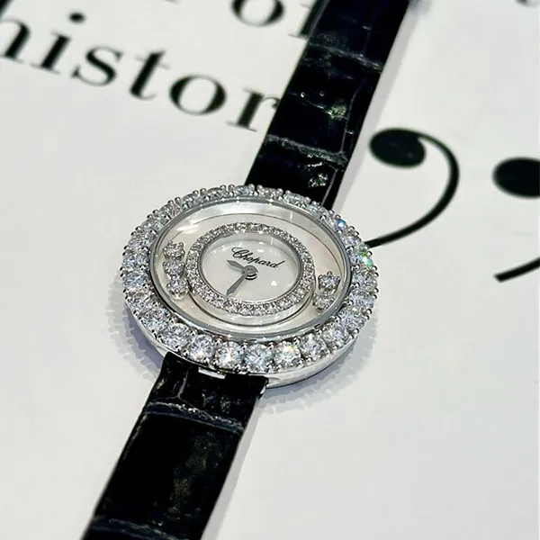 Đồng Hồ Nữ Chopard Happy Diamonds 205369-1001 18K Màu Trắng Xanh