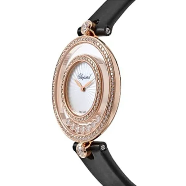 Đồng Hồ Nữ Chopard Happy Diamonds 209426-5201 Watch 32mm Màu Đen / Vàng Hồng