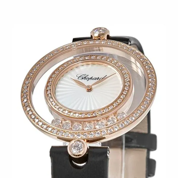 Đồng Hồ Nữ Chopard Happy Diamonds 209426-5201 Watch 32mm Màu Đen / Vàng Hồng