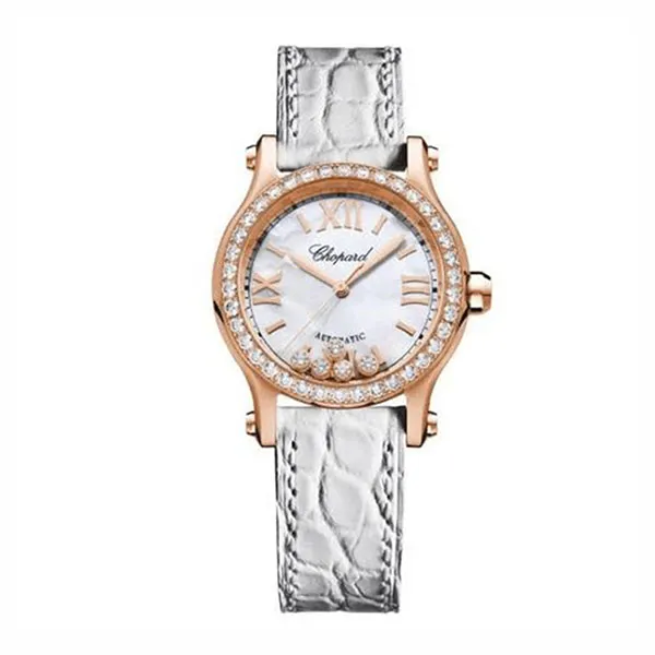 Đồng Hồ Nữ Chopard Happy Sport 274893-5010 Auto 18K Diamond 30mm White Màu Bạc / Vàng Hồng