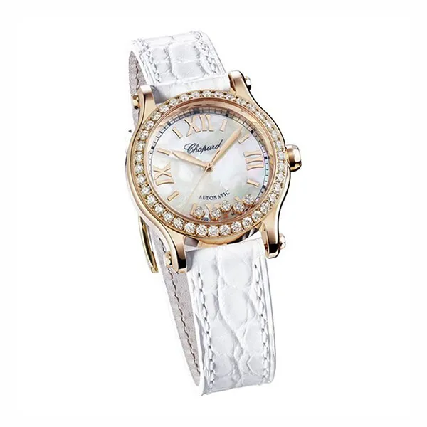 Đồng Hồ Nữ Chopard Happy Sport 274893-5010 Auto 18K Diamond 30mm White Màu Bạc / Vàng Hồng