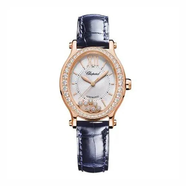 Đồng Hồ Nữ Chopard Happy Sport 275362-5002 Oval 18K Diamonds Màu Đen / Vàng Hồng