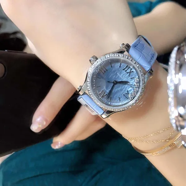 Đồng Hồ Nữ Chopard Happy Sport 278573-3010 Diamonds Màu Xanh Bạc
