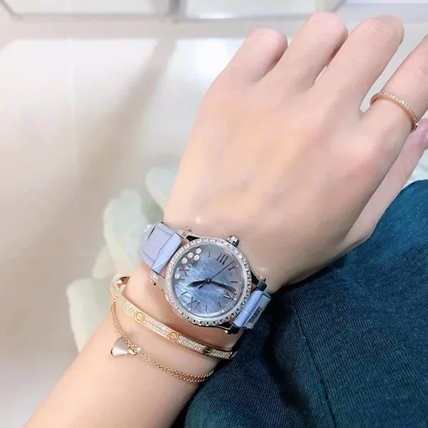Đồng Hồ Nữ Chopard Happy Sport 278573-3010 Diamonds Màu Xanh Bạc