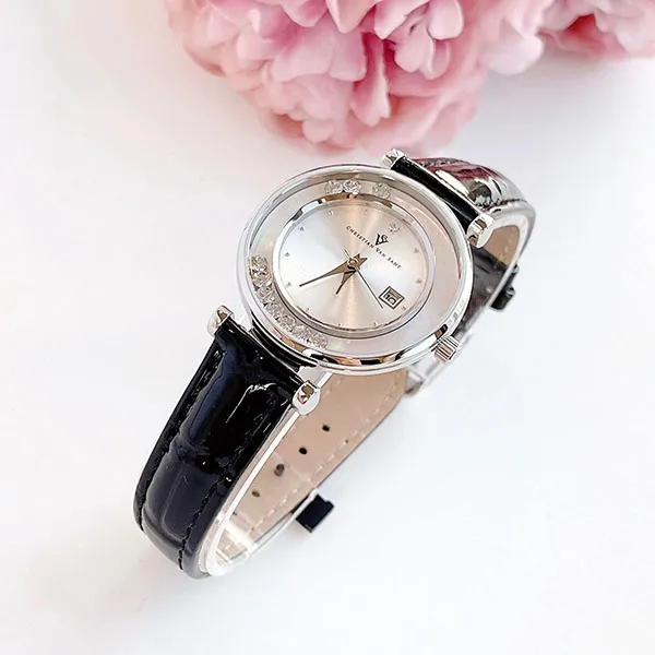 Đồng Hồ Nữ Christian Van Sant Bria Quartz Mother Of Pearl Dial CV3810 Màu Đen Bạc