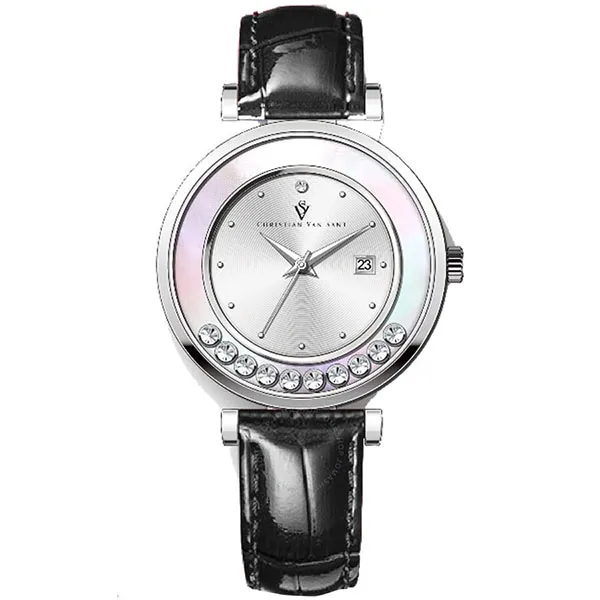 Đồng Hồ Nữ Christian Van Sant Bria Quartz Mother Of Pearl Dial CV3810 Màu Đen Bạc