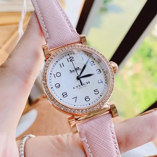 Đồng Hồ Nữ Coach Madison Leather Strap Womens Watch 14503395 Màu Vàng Hồng