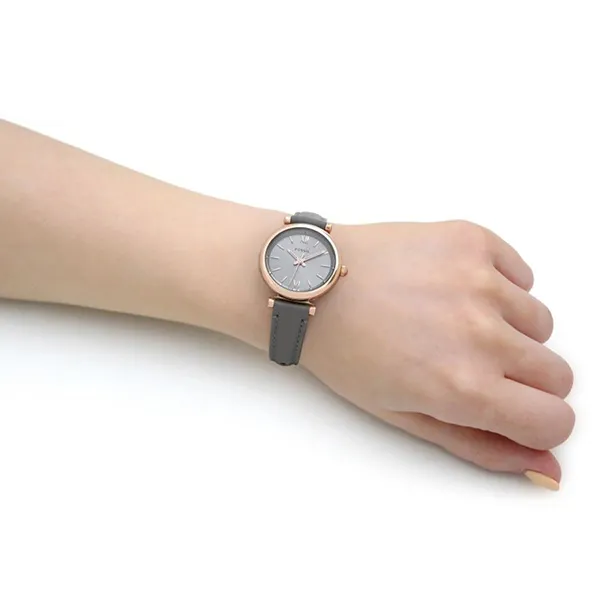 Đồng Hồ Nữ Fossil Carlie Mini Three-Hand Grey Leather Watch ES5068 Màu Xám