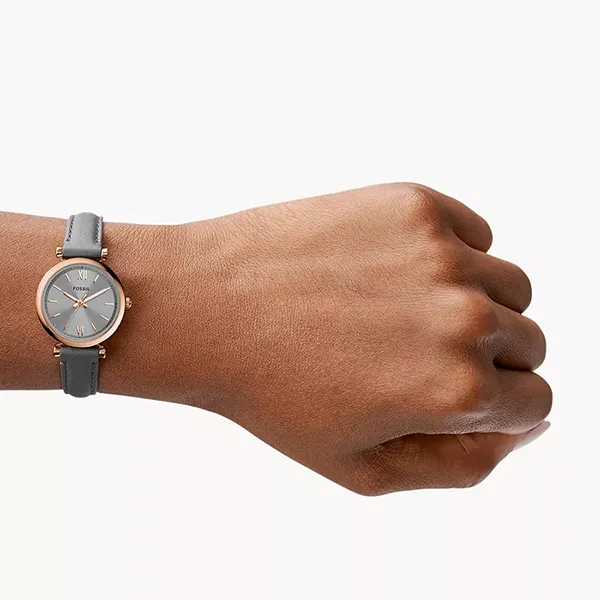 Đồng Hồ Nữ Fossil Carlie Mini Three-Hand Grey Leather Watch ES5068 Màu Xám