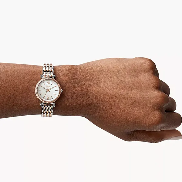 Đồng Hồ Nữ Fossil Carlie Mini Three-Hand Two-Tone Stainless Steel Watch ES4649 Màu Demi (Vàng Hồng - Bạc)