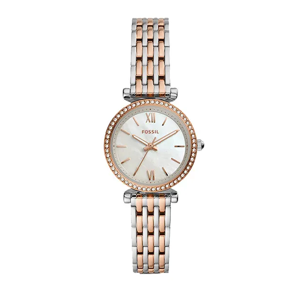 Đồng Hồ Nữ Fossil Carlie Mini Three-Hand Two-Tone Stainless Steel Watch ES4649 Màu Demi (Vàng Hồng - Bạc)