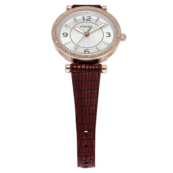 Đồng Hồ Nữ Fossil Carlie Three-Hand Red Lizard LiteHide Leather Watch ES5296 Màu Đỏ Tía