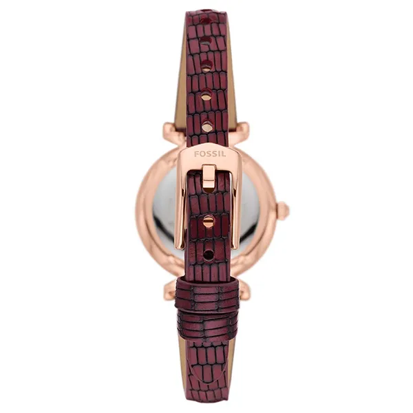 Đồng Hồ Nữ Fossil Carlie Three-Hand Red Lizard LiteHide Leather Watch ES5296 Màu Đỏ Tía