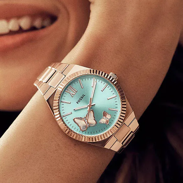 Đồng Hồ Nữ Fossil Scarlette Three-Hand Rose Gold-Tone Stainless Steel Watch ES5277 Màu Vàng Hồng - Đồng hồ - Vua Hàng Hiệu