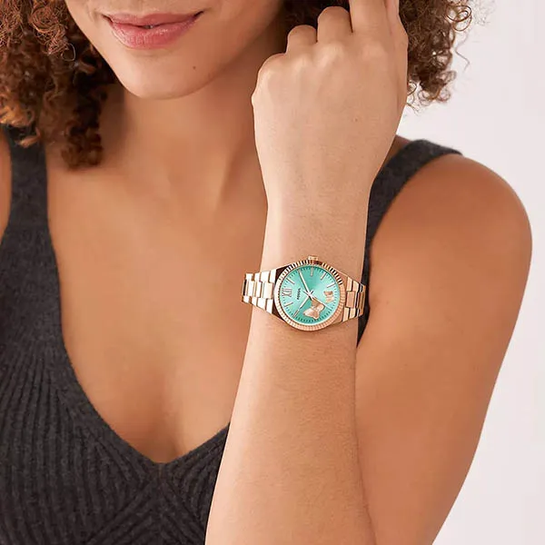 Đồng Hồ Nữ Fossil Scarlette Three-Hand Rose Gold-Tone Stainless Steel Watch ES5277 Màu Vàng Hồng - Đồng hồ - Vua Hàng Hiệu