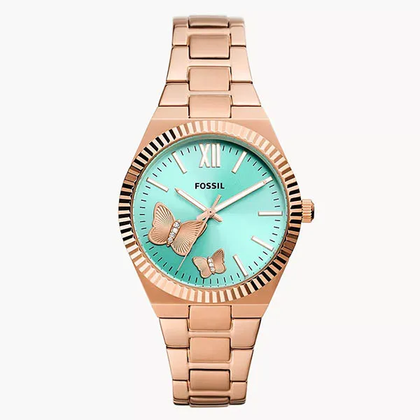 Đồng Hồ Nữ Fossil Scarlette Three-Hand Rose Gold-Tone Stainless Steel Watch ES5277 Màu Vàng Hồng - Đồng hồ - Vua Hàng Hiệu