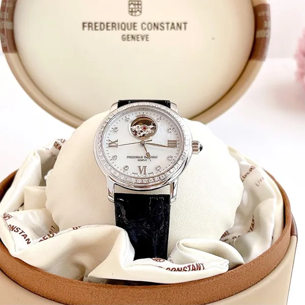Đồng Hồ Nữ Frederique Constant Diamond Ladies Watch Màu Đen Bạc