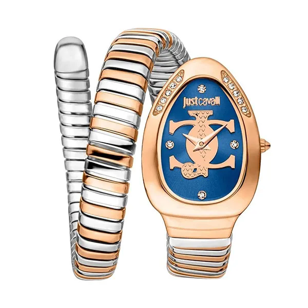 Đồng Hồ Nữ Just Cavalli Quartz JC1L227M0085 Signature Snake Serpente Màu Xanh Vàng Gold - Đồng hồ - Vua Hàng Hiệu