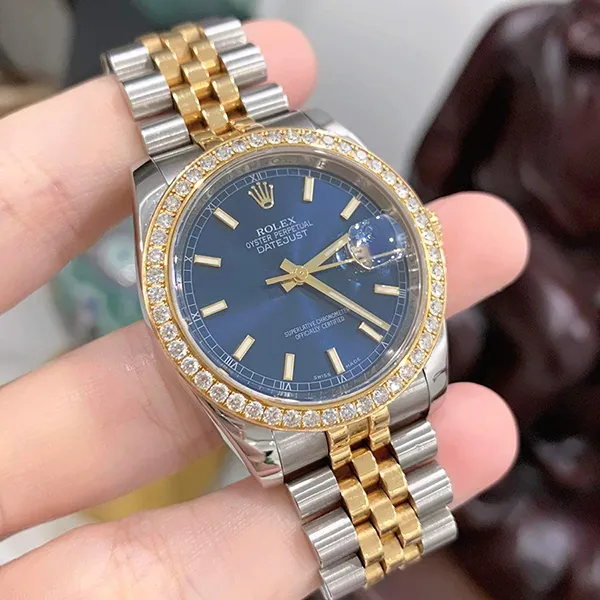Đồng Hồ Nữ Rolex Datejust Blue Stick Dial 116233 Demi Yellow Gold (Vàng - Bạc)
