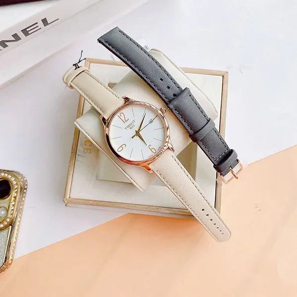 Đồng Hồ Nữ Tissot Bella Ora White Dial White Leather Ladies T103.210.36.017.00 Màu Vàng Hồng/Trắng