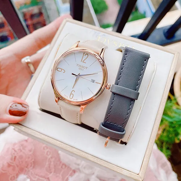 Đồng Hồ Nữ Tissot Bella Ora White Dial White Leather Ladies T103.210.36.017.00 Màu Vàng Hồng/Trắng