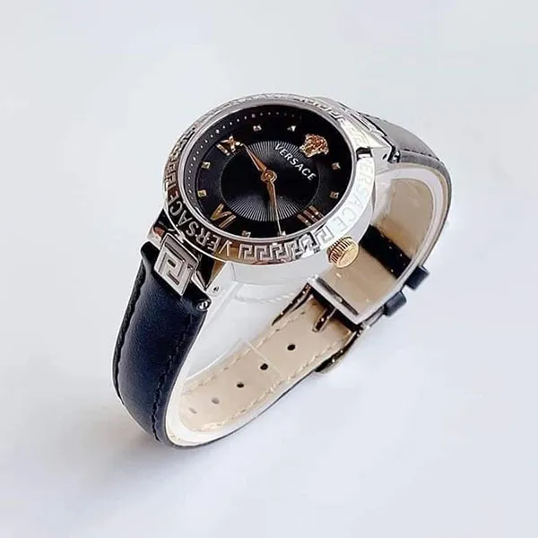 Đồng Hồ Nữ Versace Greca Lady Quartz Black Dial Ladies Watch VE2K00221 Màu Đen Bạc